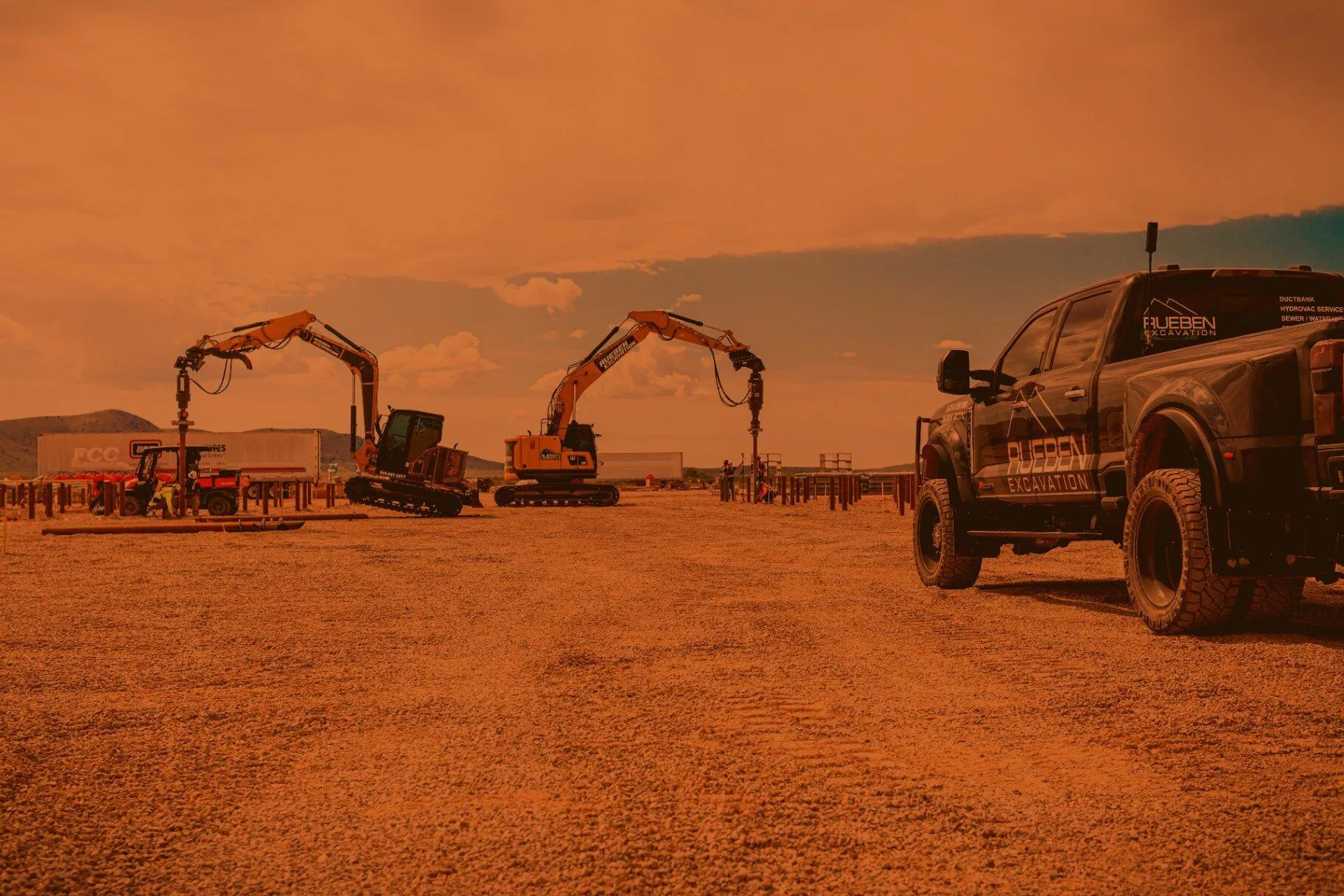 High-voltage substation under construction at dusk in Texas